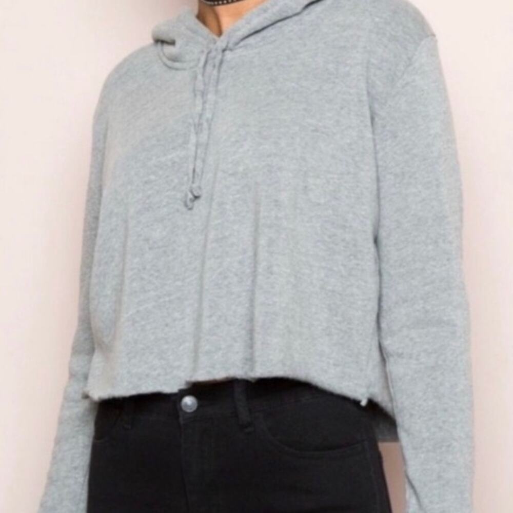 BRANDY MELVILLE Piper
Crop Fleece Gray Hoodie one size